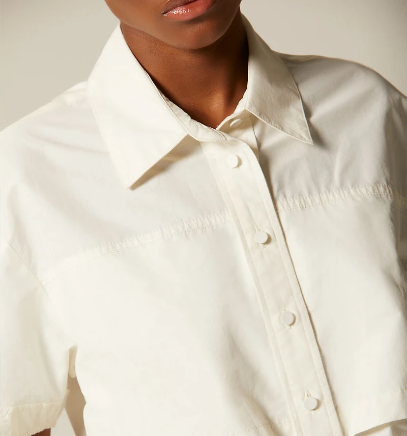 SHORT SLEEVE BLOUSE WITH DRAWSTRING WAIST