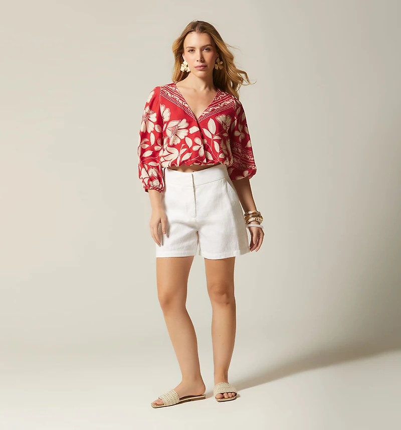 CROSSOVER BLOUSE THREE-QUARTER SLEEVE