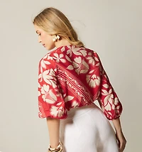 CROSSOVER BLOUSE THREE-QUARTER SLEEVE