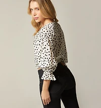 THREE-QUARTER SLEEVE BLOUSE WITH RUFFLES