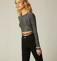 LONG SLEEVE BLOUSE WITH BACK NECKLINE