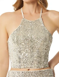 SEQUIN CROP BLOUSE WITH STRAPS