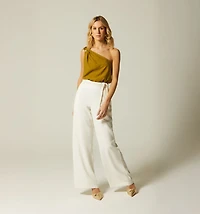 ONE SHOULDER BLOUSE WITH TRIM