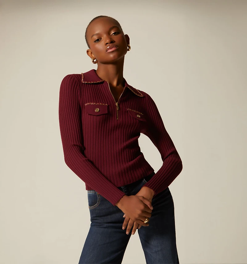 LONG SLEEVE POLO NECK SWEATER