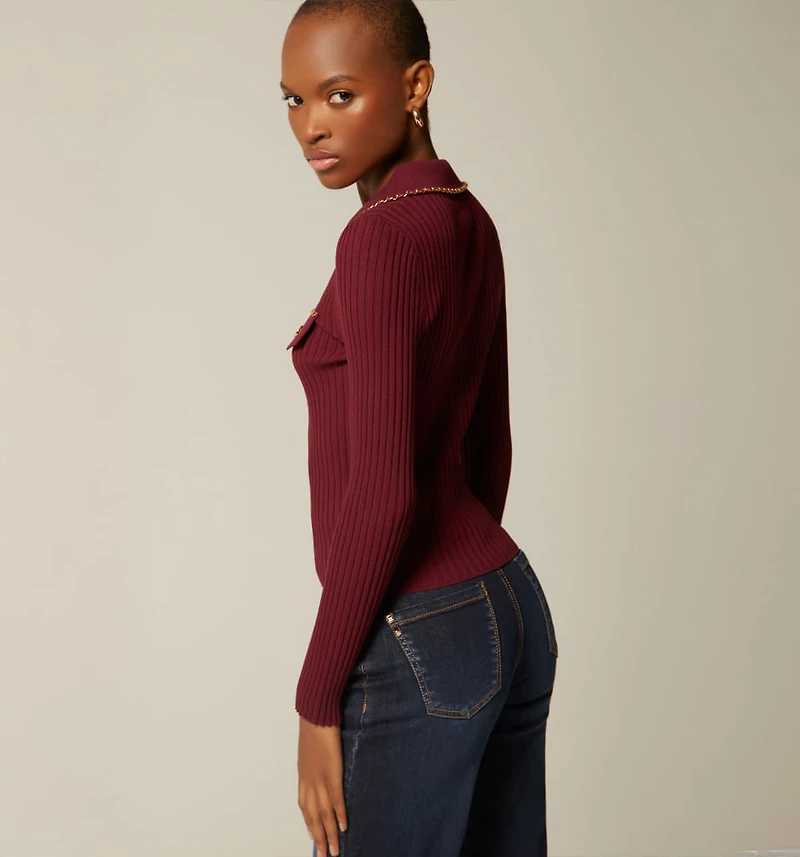 LONG SLEEVE POLO NECK SWEATER