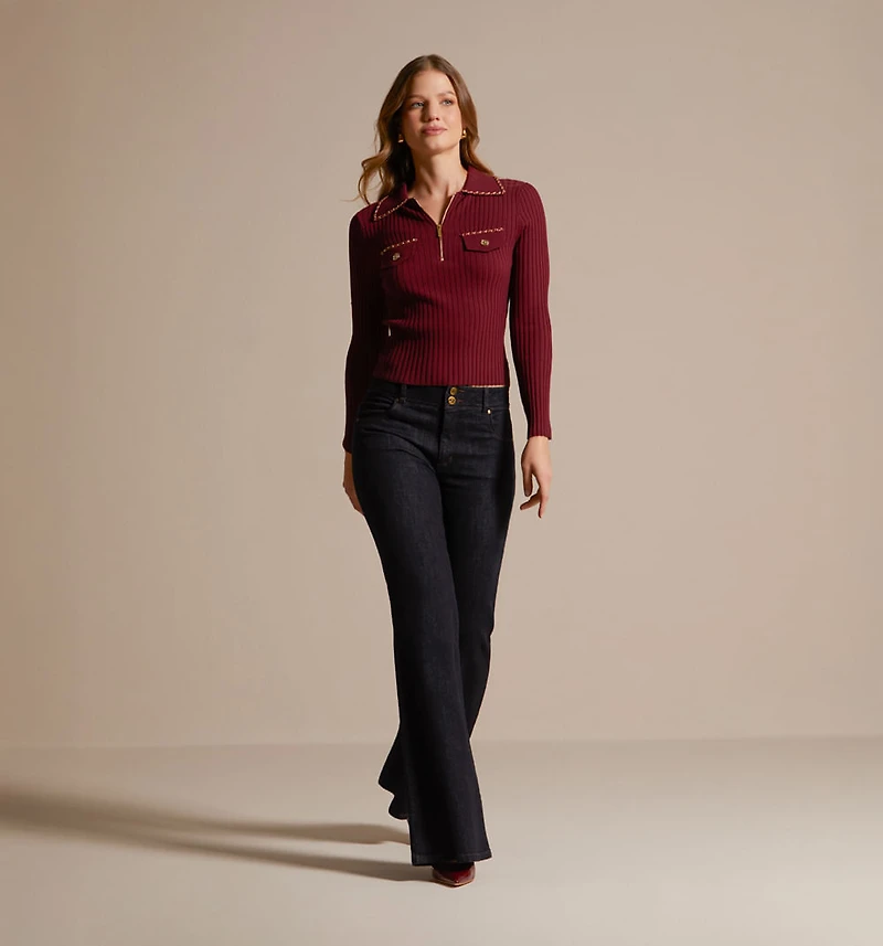 LONG SLEEVE POLO NECK SWEATER