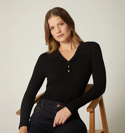 LONG SLEEVE POLO NECK SWEATER