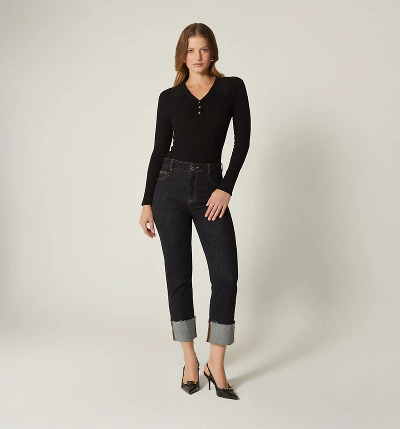 LONG SLEEVE POLO NECK SWEATER