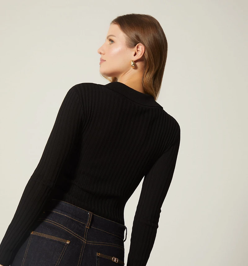 LONG SLEEVE POLO NECK SWEATER