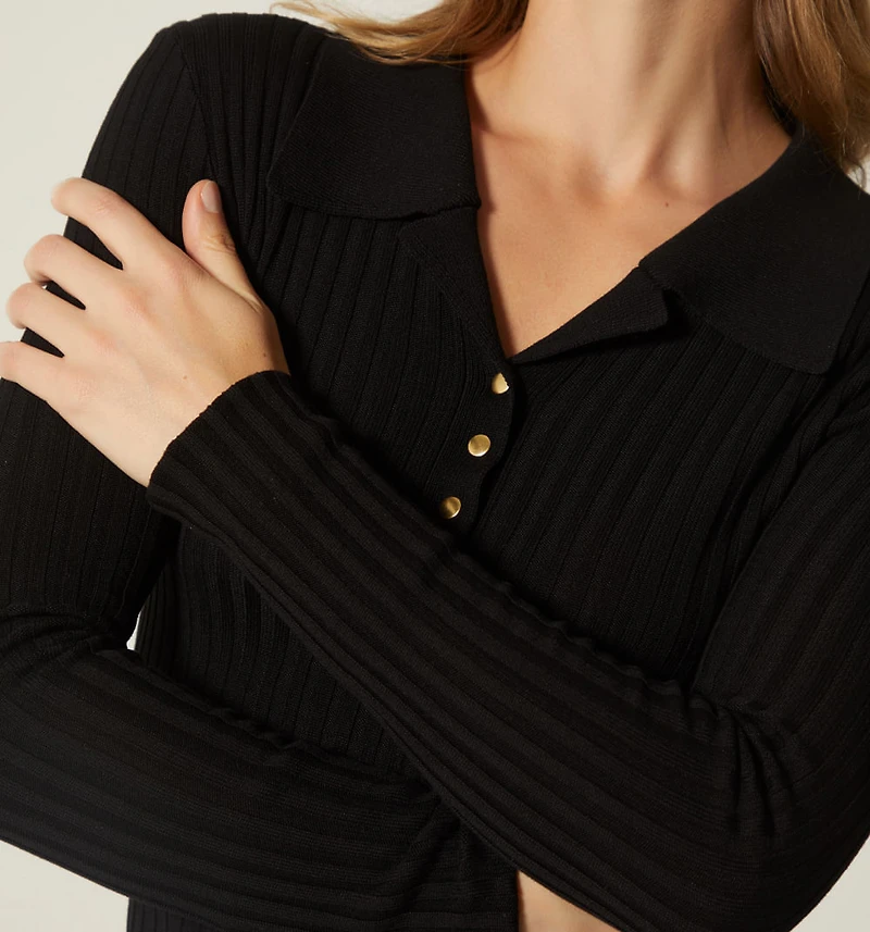 LONG SLEEVE POLO NECK SWEATER