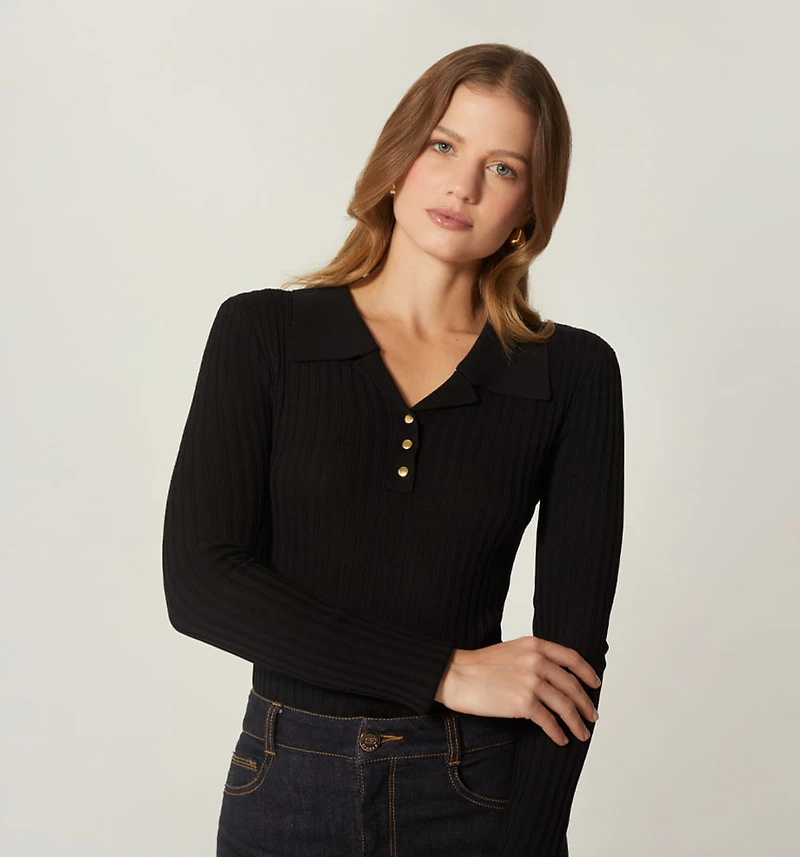 LONG SLEEVE POLO NECK SWEATER
