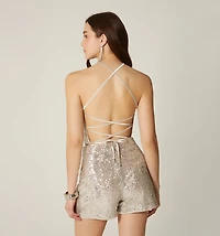 SEQUIN CROP BLOUSE WITH STRAPS