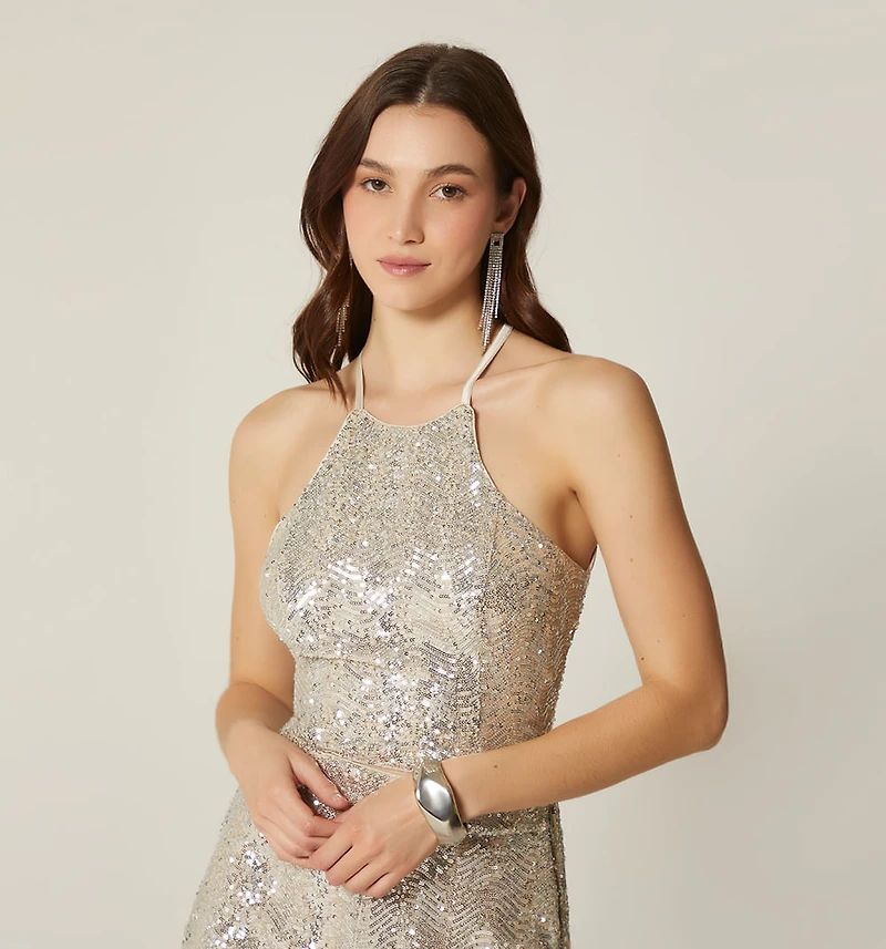 SEQUIN CROP BLOUSE WITH STRAPS
