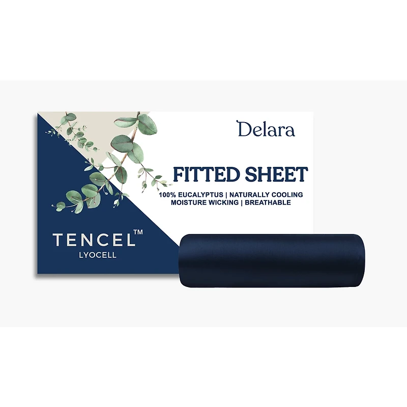 Delara 100% Eucalyptus Lyocell Tencel Fitted Sheet, Naturally Cooling, Super Soft, Silky, Moisture-Wicking, Temperature Balancing, Smooth & Breathable, Cool Sheets, 360-Degree Elastic 17” Deep Pocket - Thumbnail 5