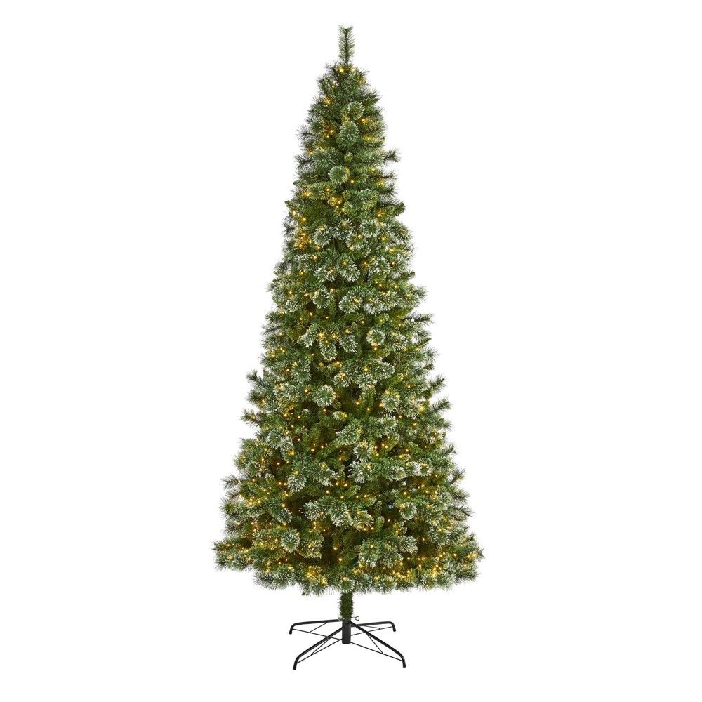 9 ft pre lit led flocked lexington pine