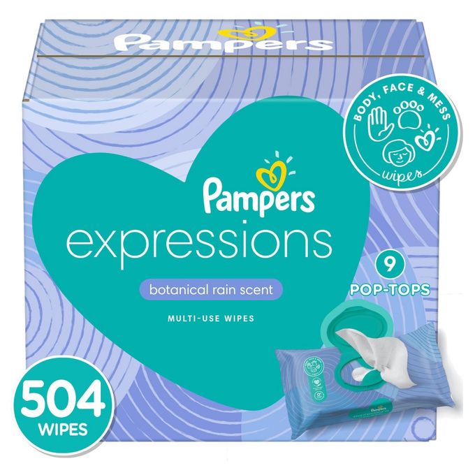Pampers Expressions Botanical Rain Baby Wipes 9x - 504ct