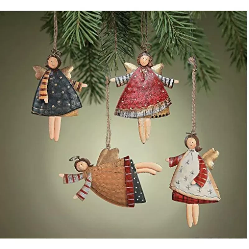 12 Dancing Tin Angels Christmas Tree Ornaments