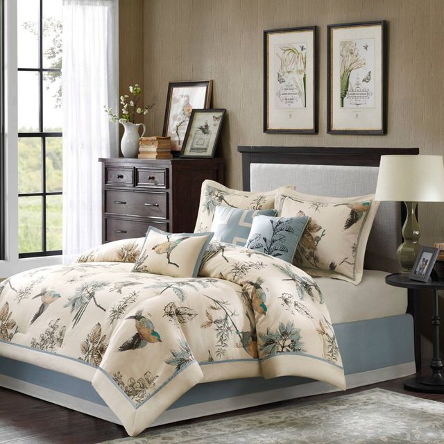 Madison Park Tan/Blue Ramsey Comforter Set King 7pc | Connecticut Post Mall