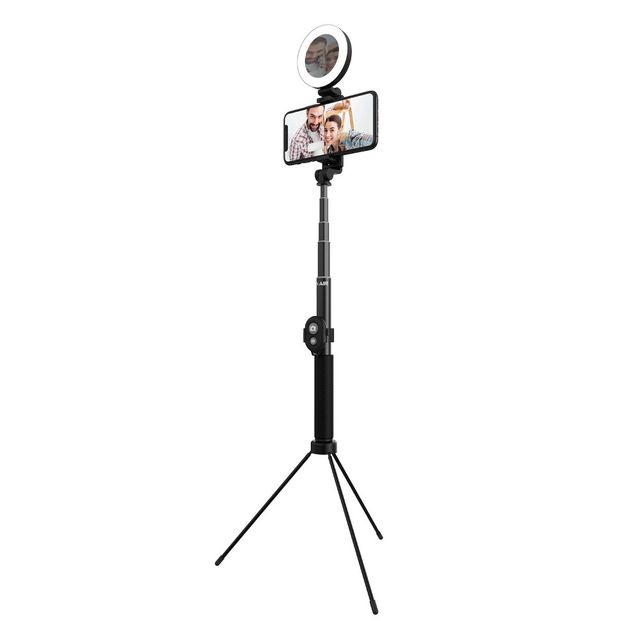 retrak tripod selfie stick with led ring light