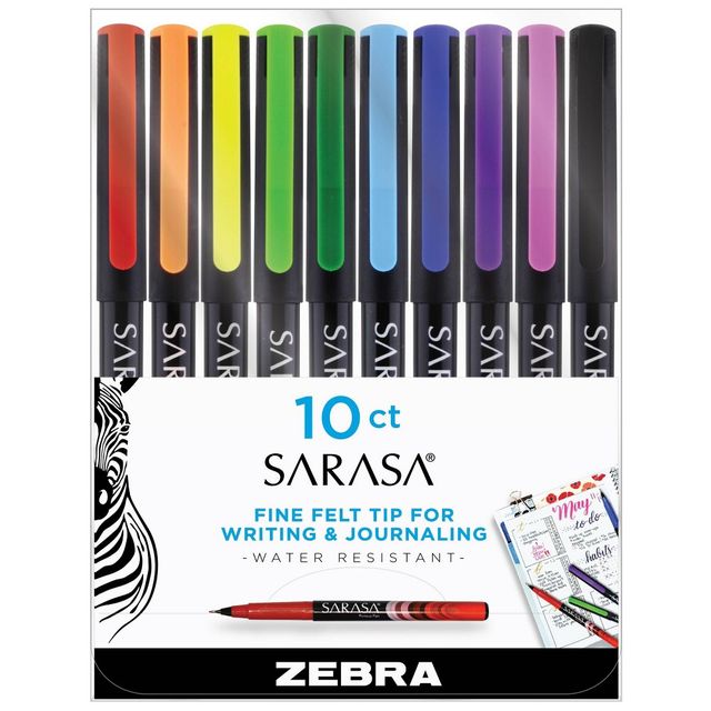 Zebra 10ct Sarasa Fineliner Porous Point Pens  Assorted Colors |  Connecticut Post Mall