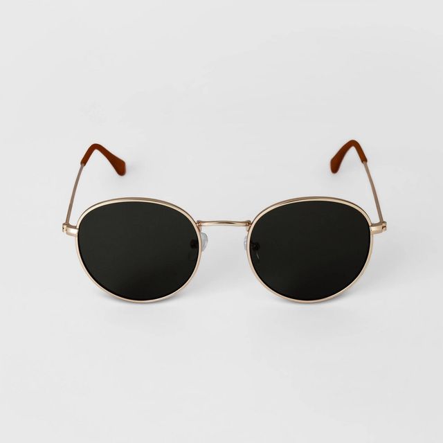 Mens Round Metal Sunglasses - Goodfellow & Co Gold