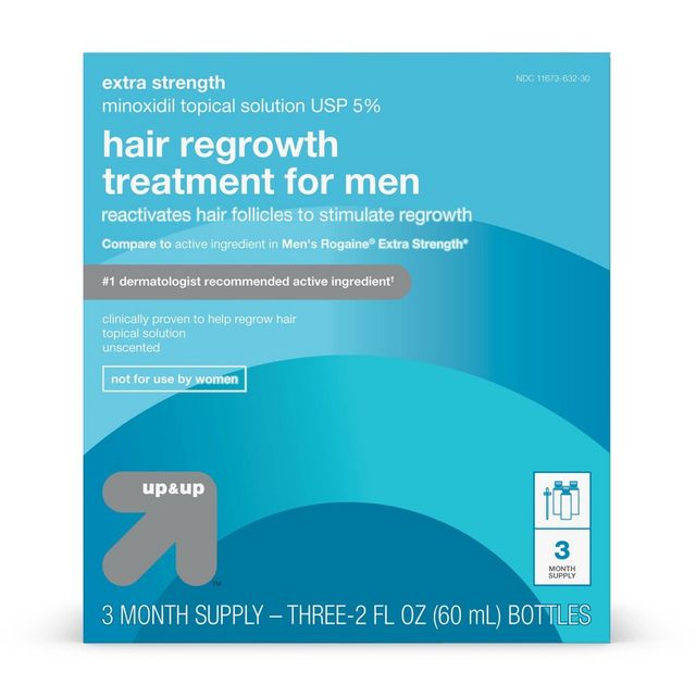 Extra Strength Minoxidil Hair Regrowth Treatment for Men - 2 fl oz each - up & up