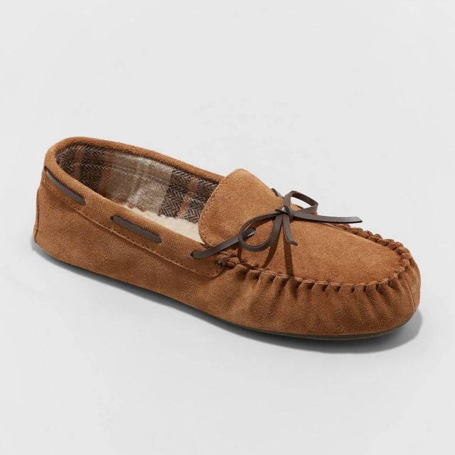 Mens Topher Moccasin Leather Slippers