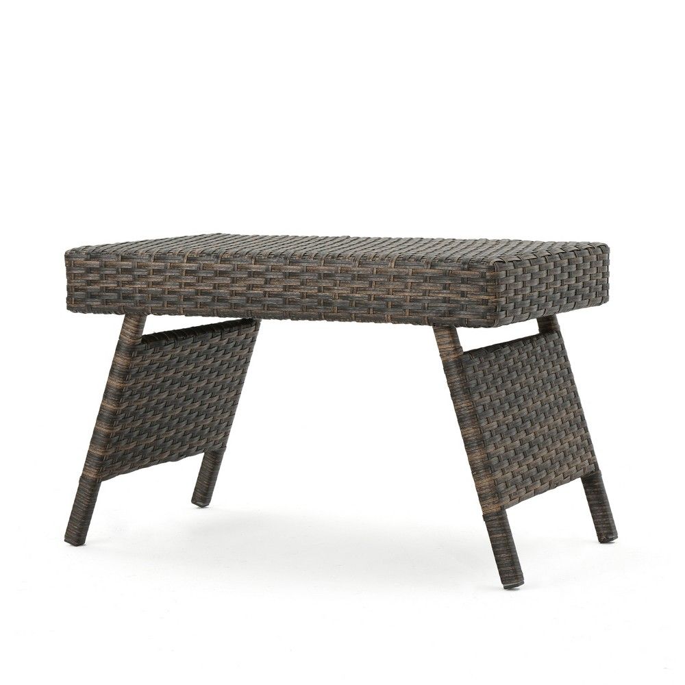 outdoor wicker adjustable folding table by christopher knight home