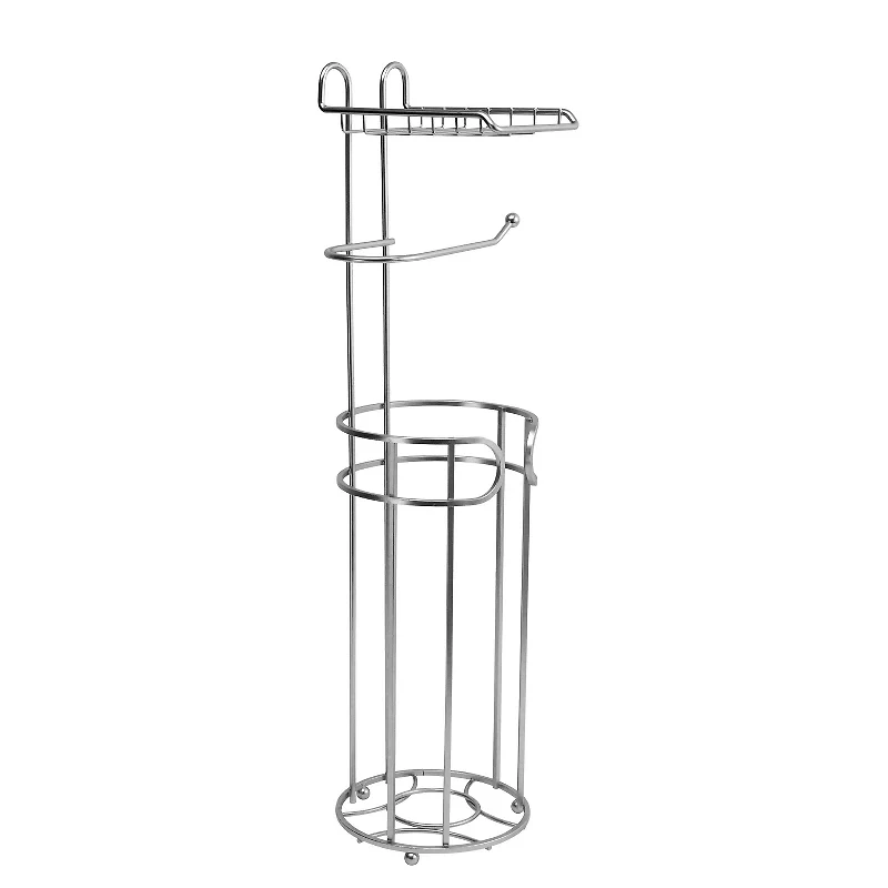 Bath Bliss Round Wire Toilet Tissue Reserve with Dispenser and Phone Shelf - Thumbnail 2