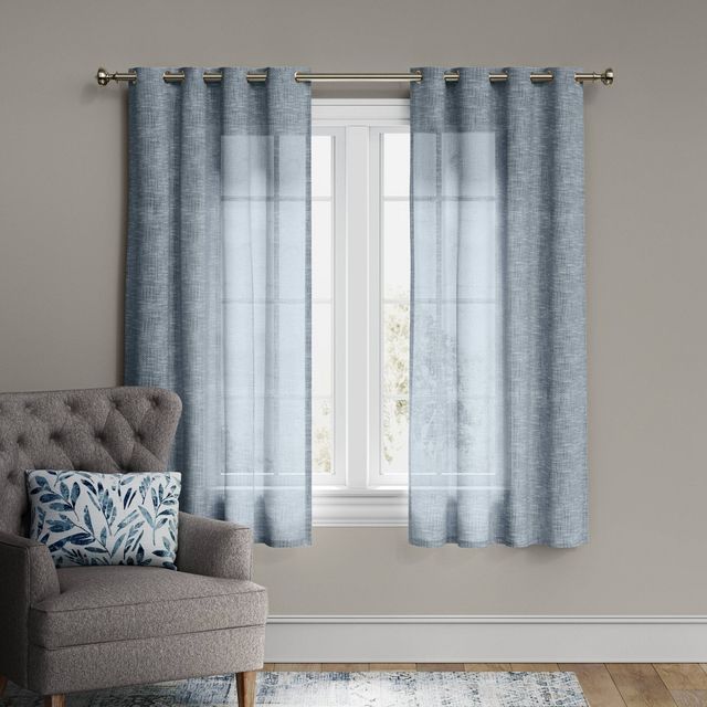 1pc 54x84 Light Filtering Textured Weave Window Curtain Panel Blue - Threshold