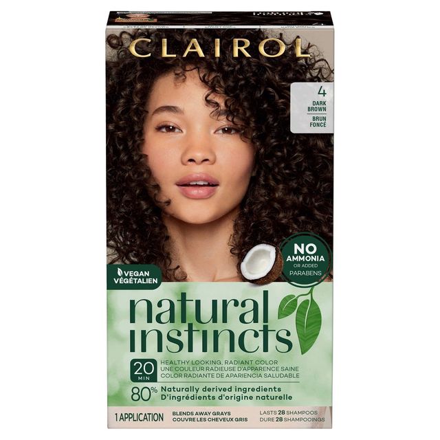 Natural Instincts Clairol Demi-Permanent Hair Color - 4 Dark Brown, Nutmeg - 1 Kit