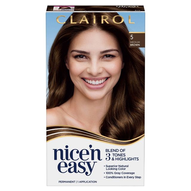 Clairol Nicen Easy Permanent Hair Color - 5 Medium Brown - 1 kit