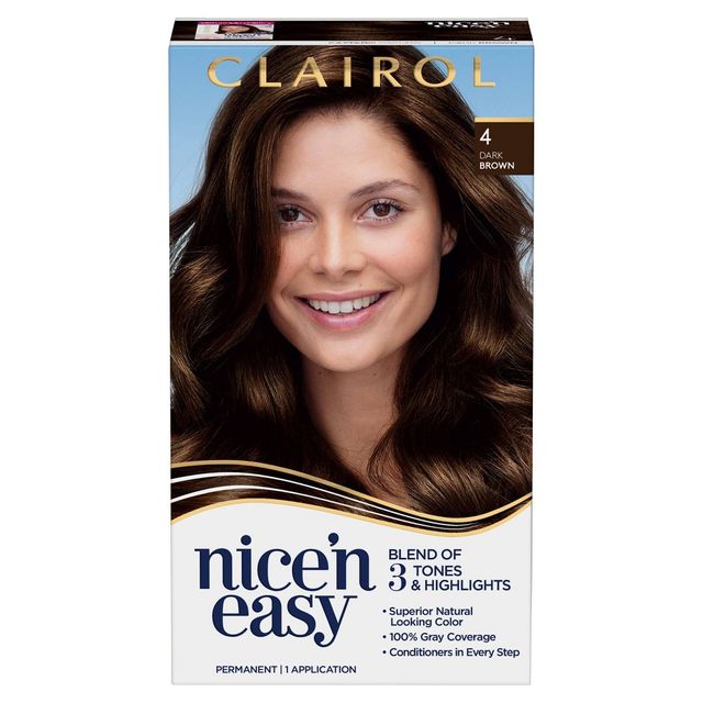 Clairol Nicen Easy Permanent Hair Color - 4 Dark Brown - 1 kit