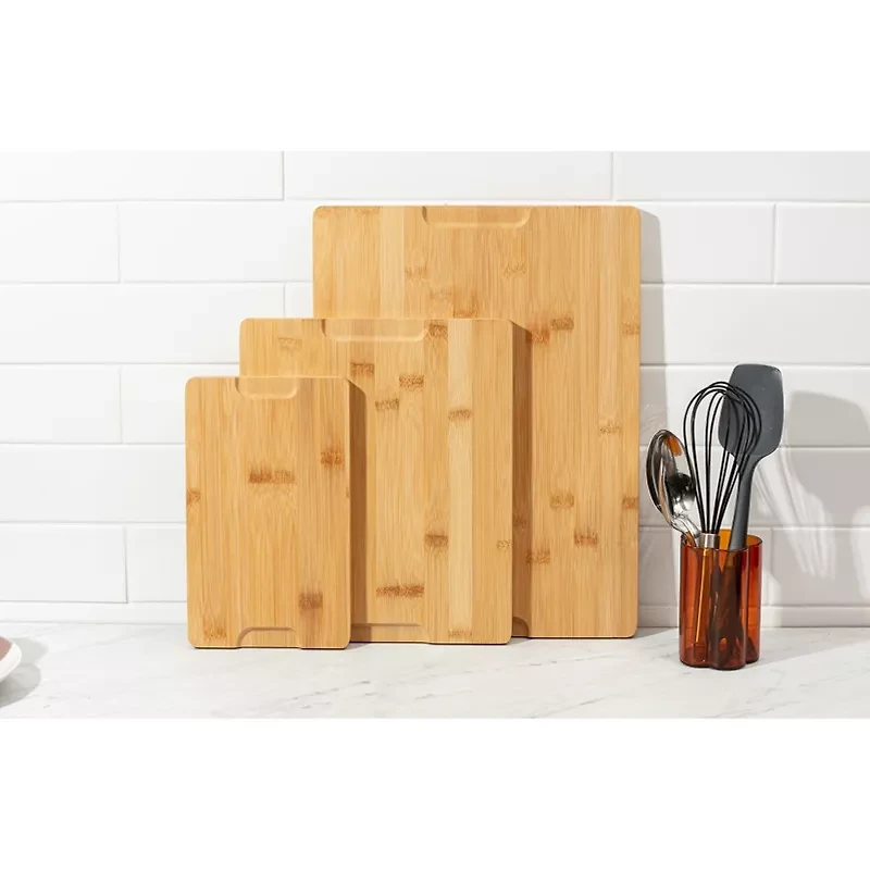 Acacia Wood Cutting Board Set Of 3 With Juice Grooves & Storage Holder - Durable Wooden Chopping Boards For Meat, Veggies