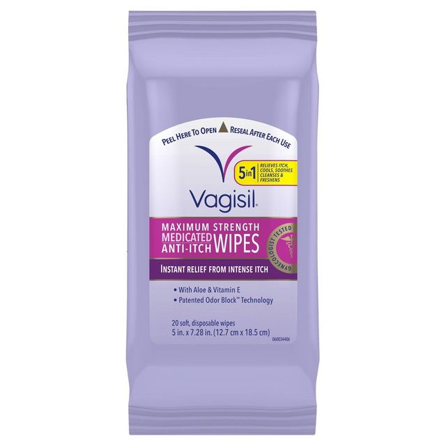 Vagisil Maximum Strength Anti-Itch Medicated Feminine Intimate Wipes - 20ct