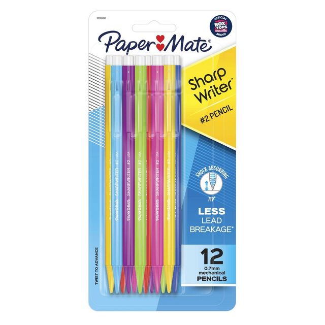 Paper Mate Sharp Writer 12pk #2 Mechanical Pencils 0.7m Multicolored