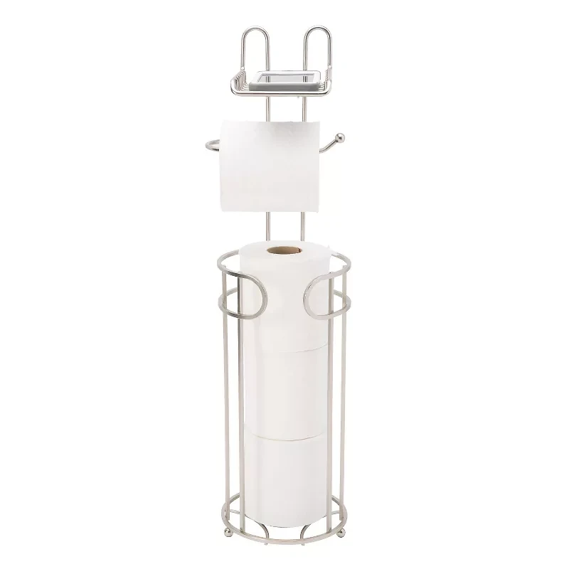 Bath Bliss Round Wire Toilet Tissue Reserve with Dispenser and Phone Shelf - Thumbnail 5