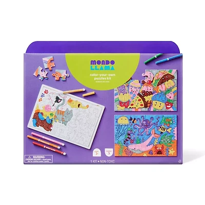 Kit DIY 4 Sets De Napperons Imprimés Tampons – Mondo Llama, Multicolore, Créatif