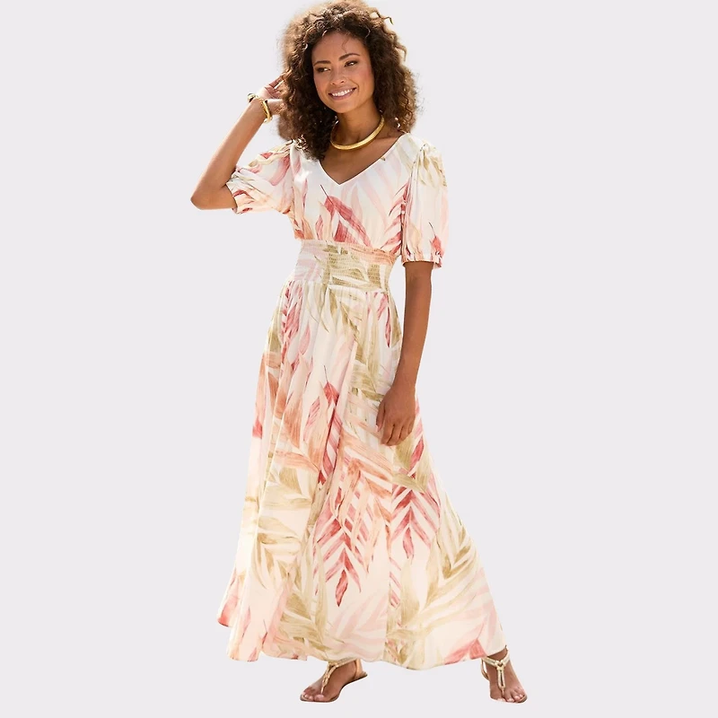 Lascana Women's Printed Puff Sleeve Maxi Dress - LASCANA | Connecticut Post  Mall