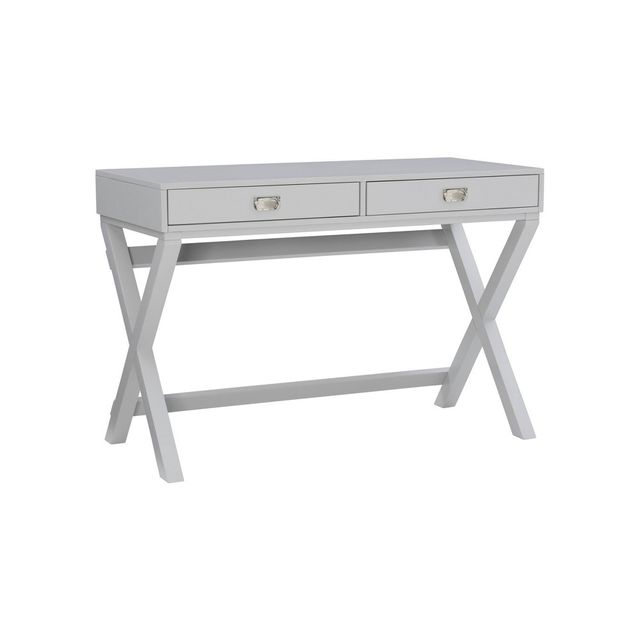Peggy Wood Writing Desk with Drawers Gray - Linon