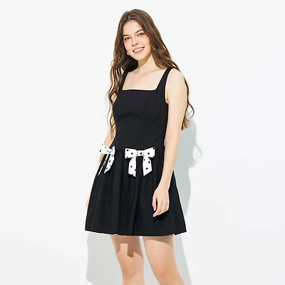 wild fable ruffle tiered black mini dress Catalina Dress Black Cotton Poplin