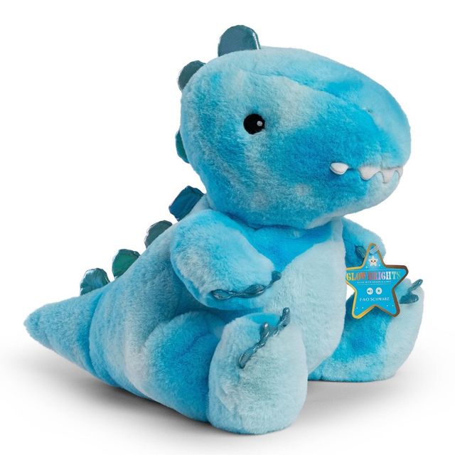FAO Schwarz Glow Brights Toy Plush LED with Sound Blue Dinosaur 12 Stuffed Animal