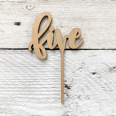 Five wooden cake topper - Etch'd Designs
