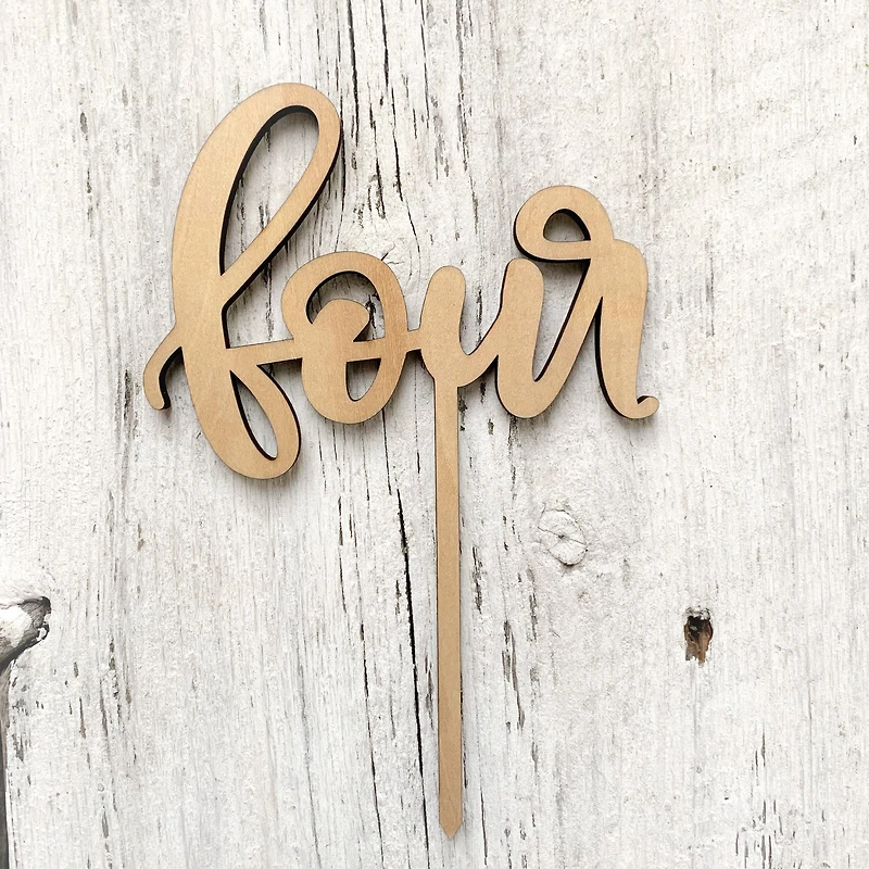 Four Wooden Cake Topper - Etch'd Designs