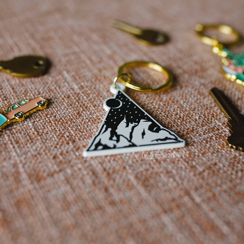 Mountain Keychain - Morse Code Love