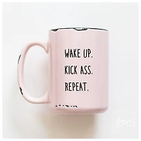 WAKE UP KICK ASS REPEAT - MUG - PRAIRIE CHICK PRINTS