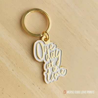 One Day At A Time Keychain - Morse Code Love