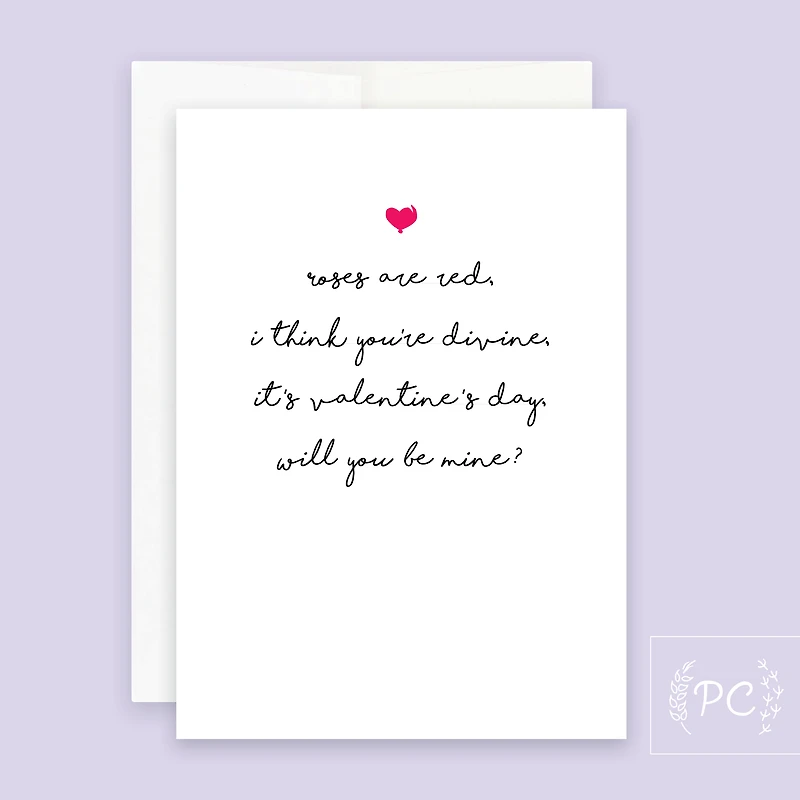Roses Are Red Will You Be Mine / Card - Prairie Chick Prints