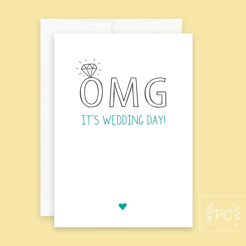 Omg It's Wedding Day Card - Prairie Chick Prints