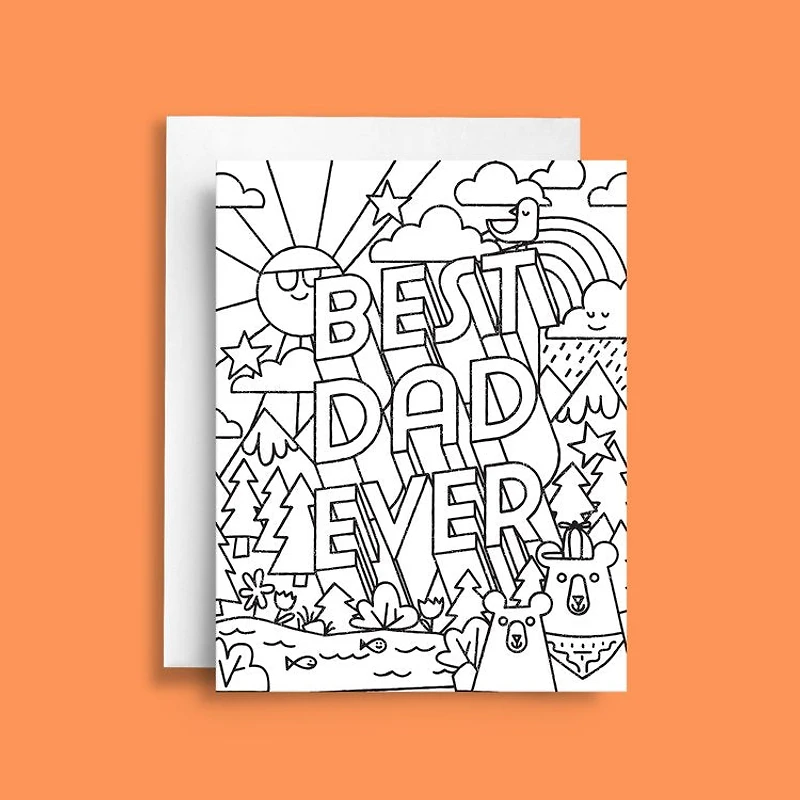 Best Dad Ever / Colouring Card - Natasia Makes